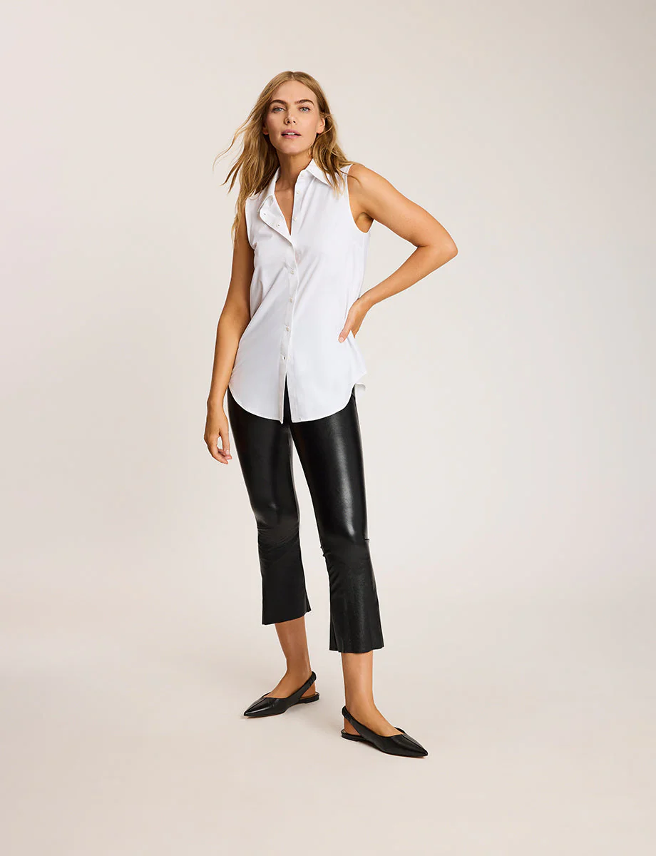 Classic Sleeveless Oversized Button Down Shirt | White - Image 4