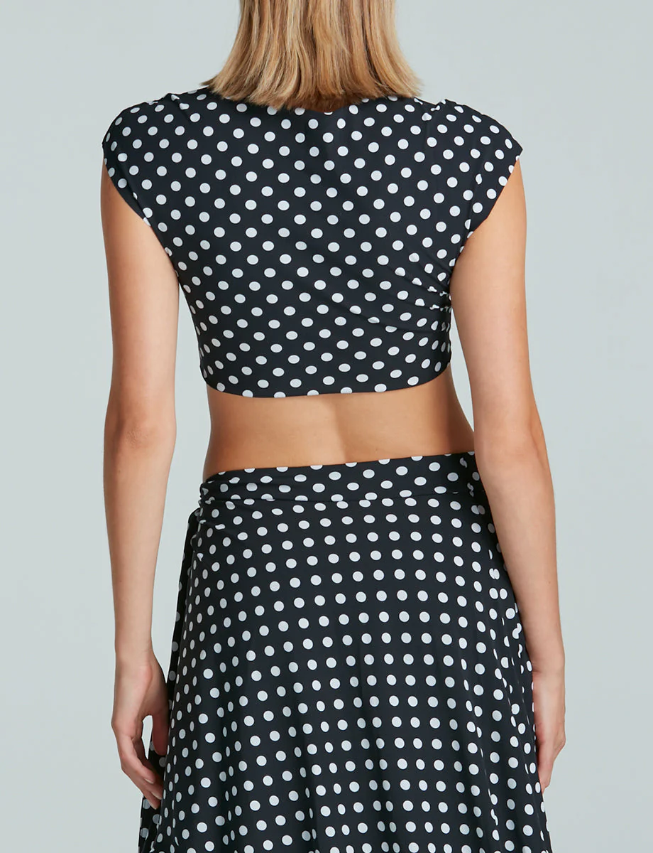 Classic Wrap Cover Up Crop Top | Polka Dot - Image 2