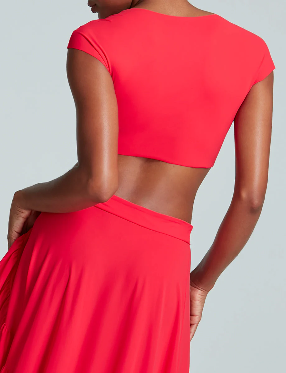 Classic Wrap Cover Up Crop Top | Poppy - Image 2
