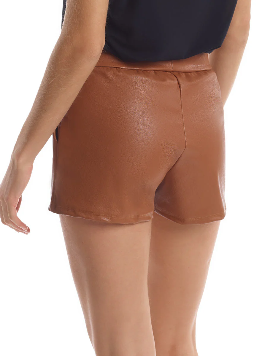 Faux Leather Relaxed Short | Cocoa - Image 4