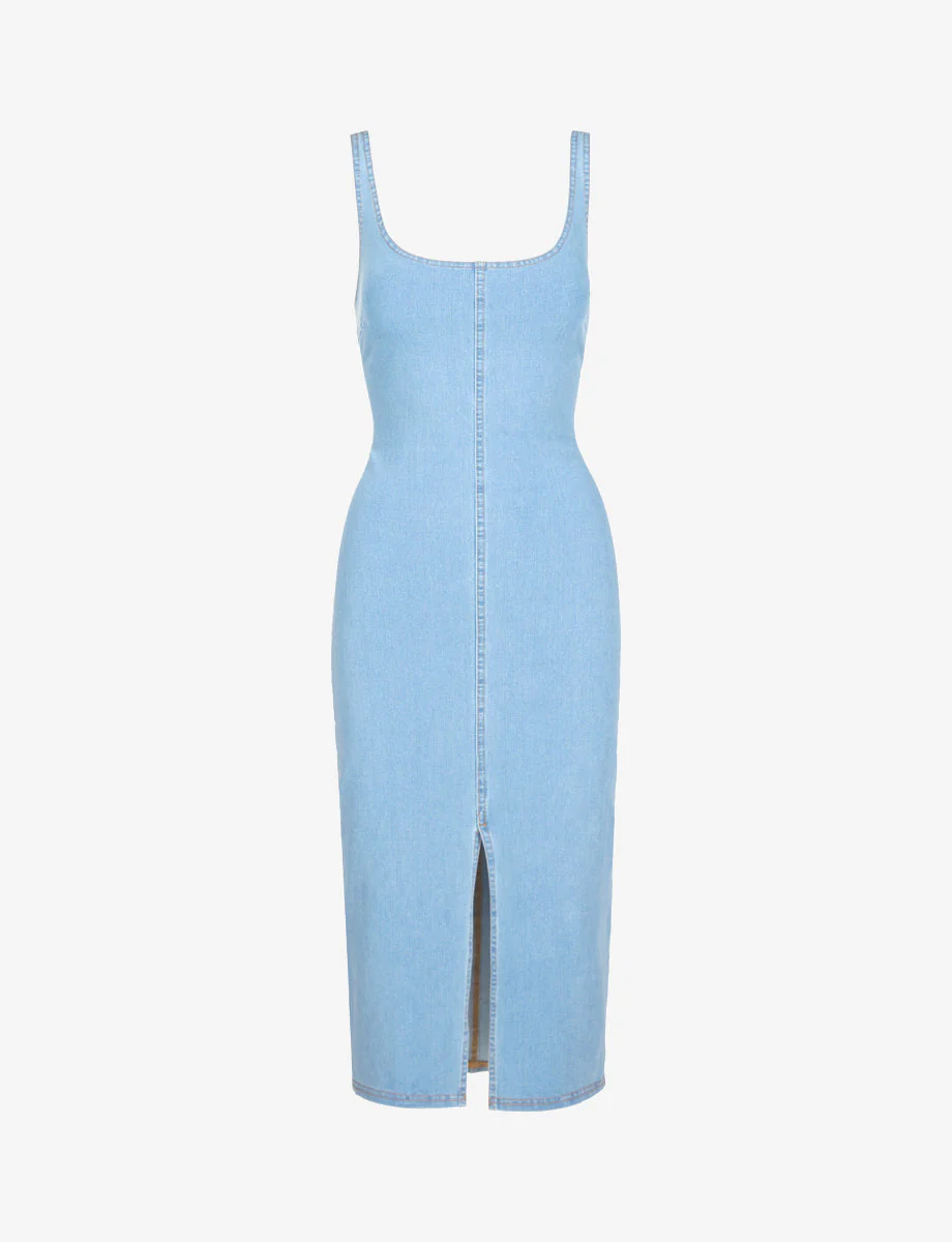 Do It All Denim Midi Tank Dress | Washed Indigo - Image 3