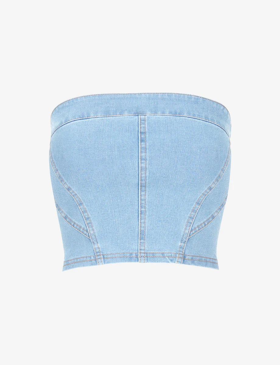 Do It All Denim Tube Top | Washed Indigo - Image 3