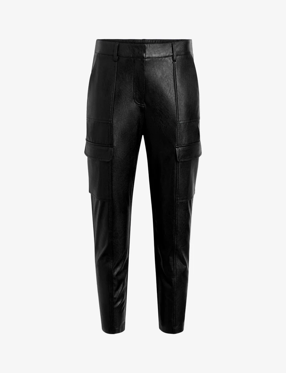 Faux Leather 7/8 Utility Trouser | Black - Image 4