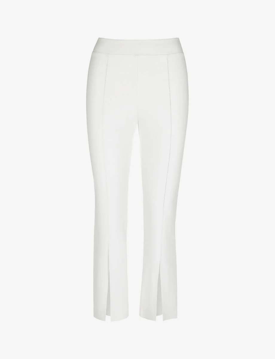 Faux Leather 7/8 Split Front Pant | White - Image 3