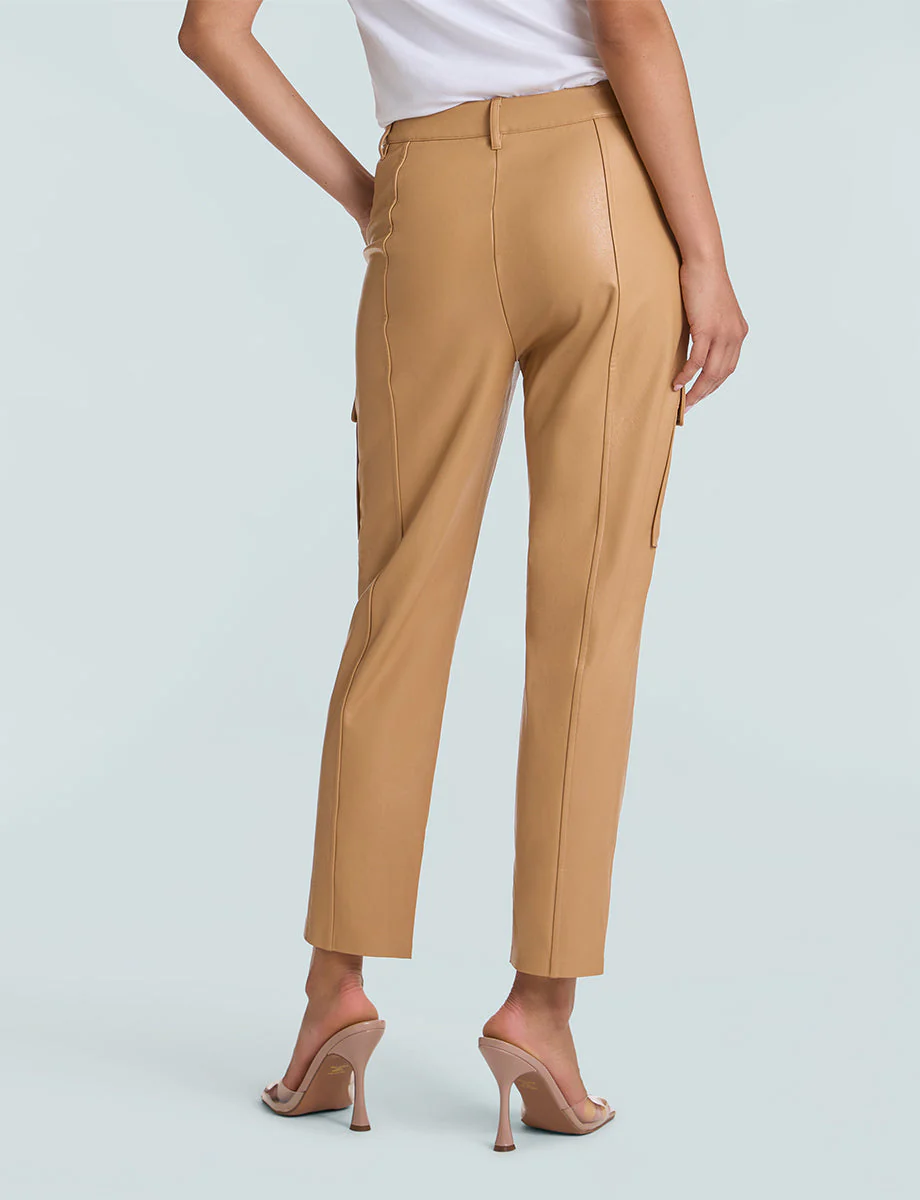 Faux Leather 7/8 Utility Trouser | Camel - Image 3