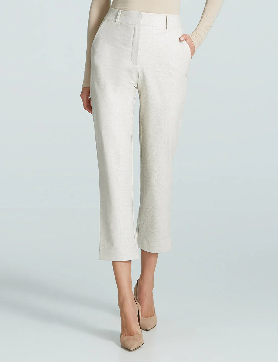 Faux Leather Animal 7/8 Trouser | Bone Croc - Image 2