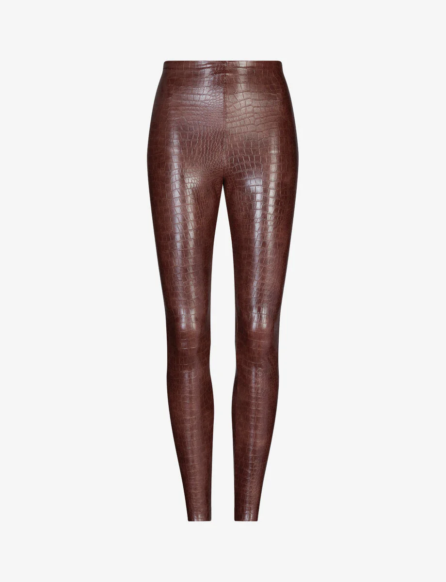Faux Leather Animal Legging | Brown Croc - Image 8