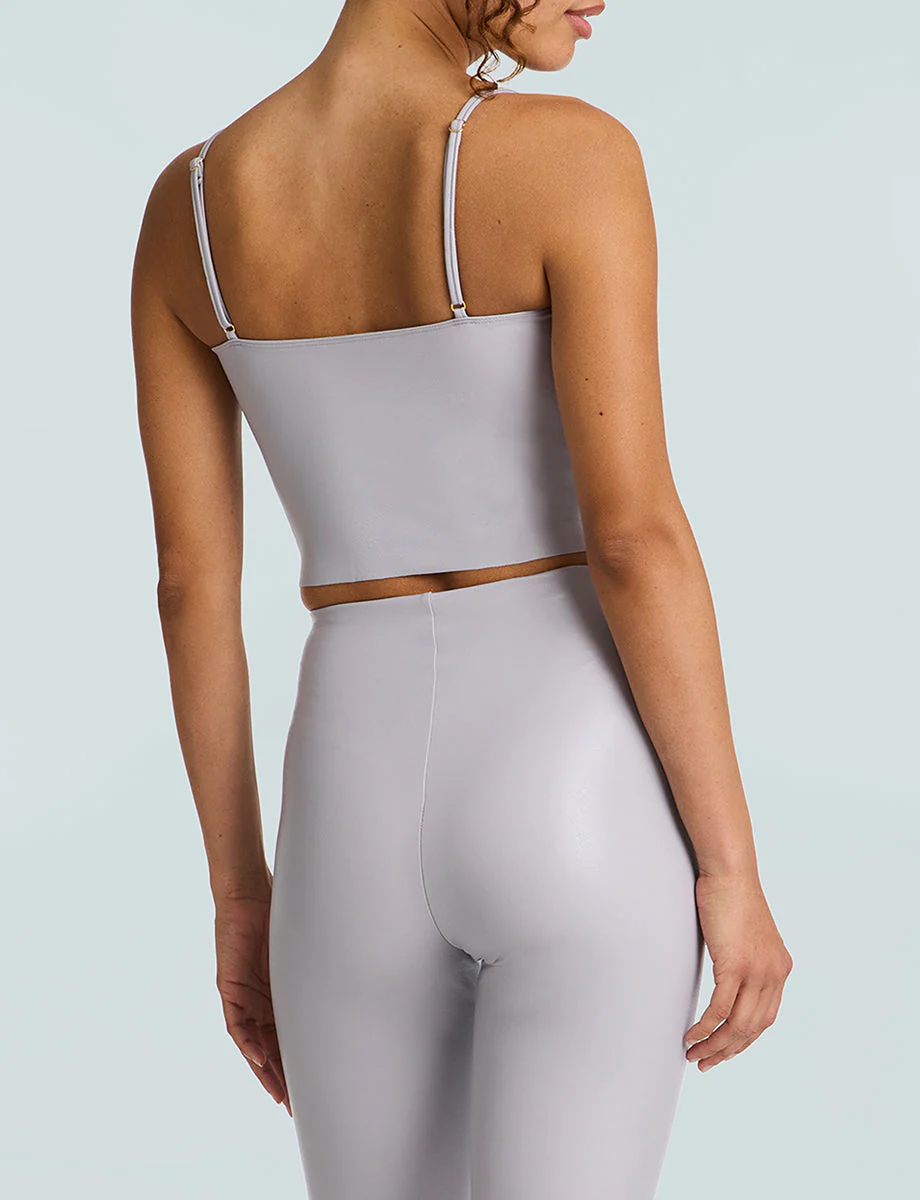Faux Leather Cami Crop Top | Mist - Image 2