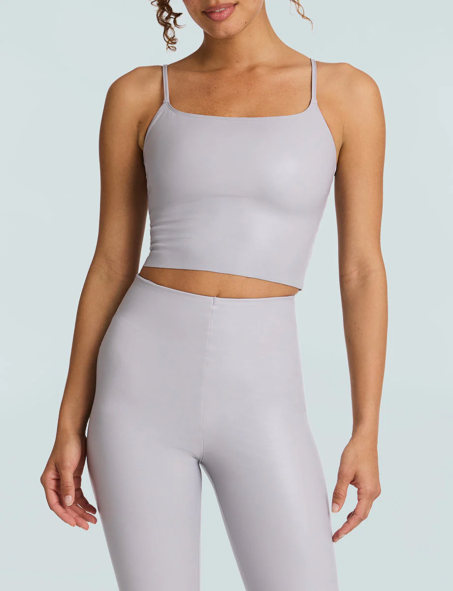 Faux Leather Cami Crop Top | Mist - Image 3