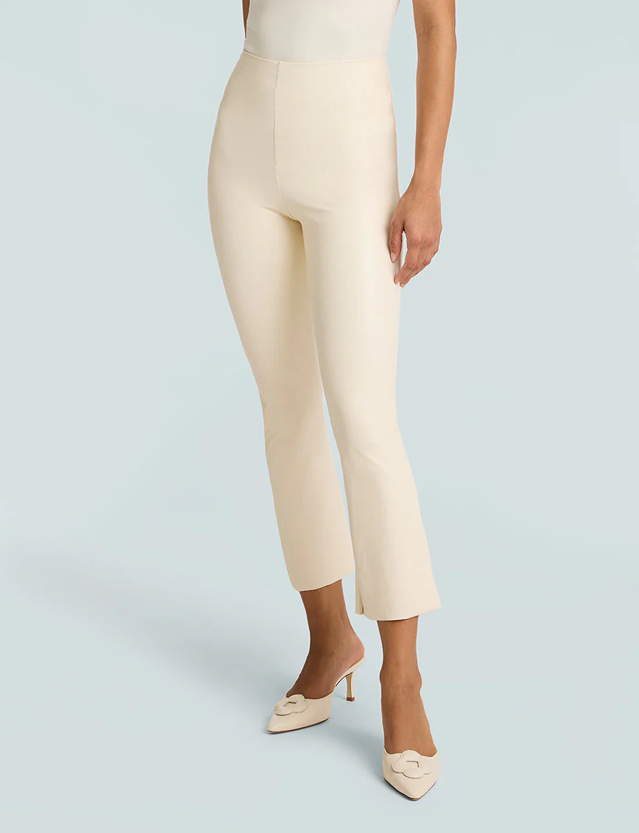 Faux Leather Crop Flare | Ivory - Image 2