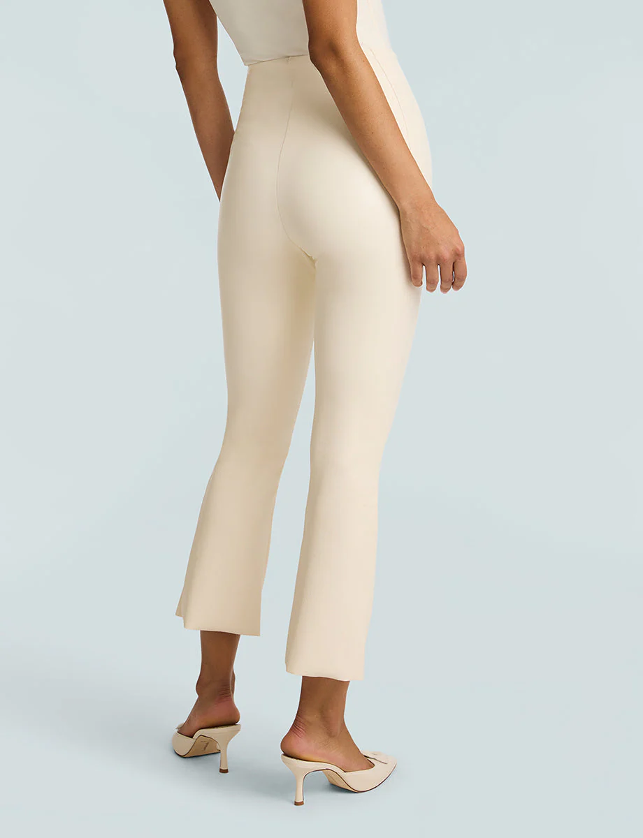 Faux Leather Crop Flare | Ivory - Image 4