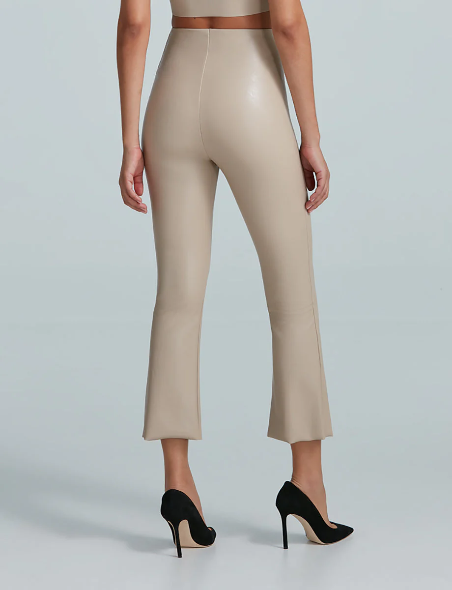 Faux Leather Crop Flare | Sand - Image 2