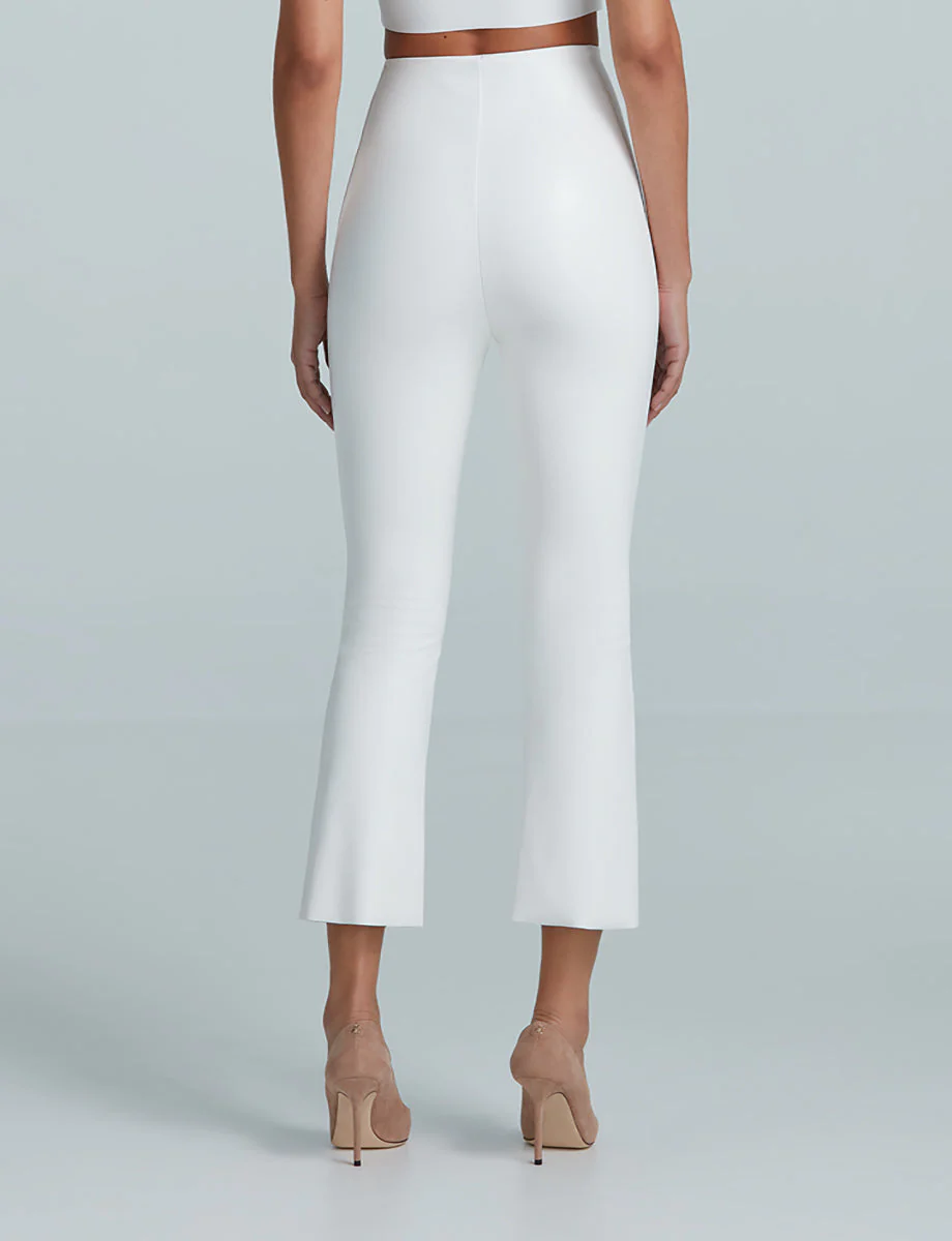 Faux Leather Crop Flare | White - Image 2