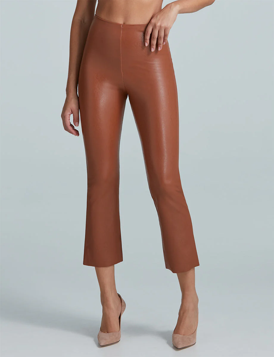 Faux Leather Crop Flare | Cocoa - Image 2
