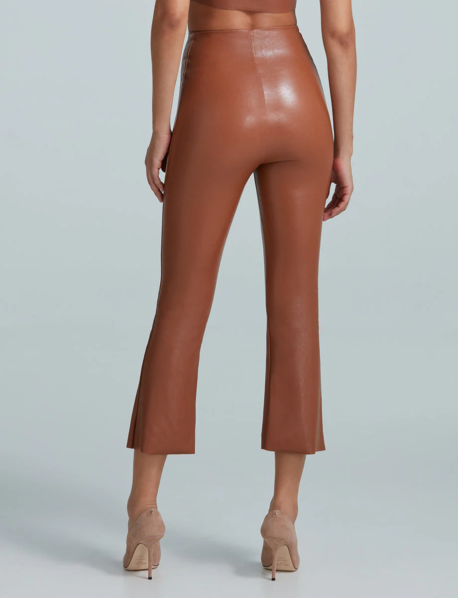 Faux Leather Crop Flare | Cocoa - Image 3