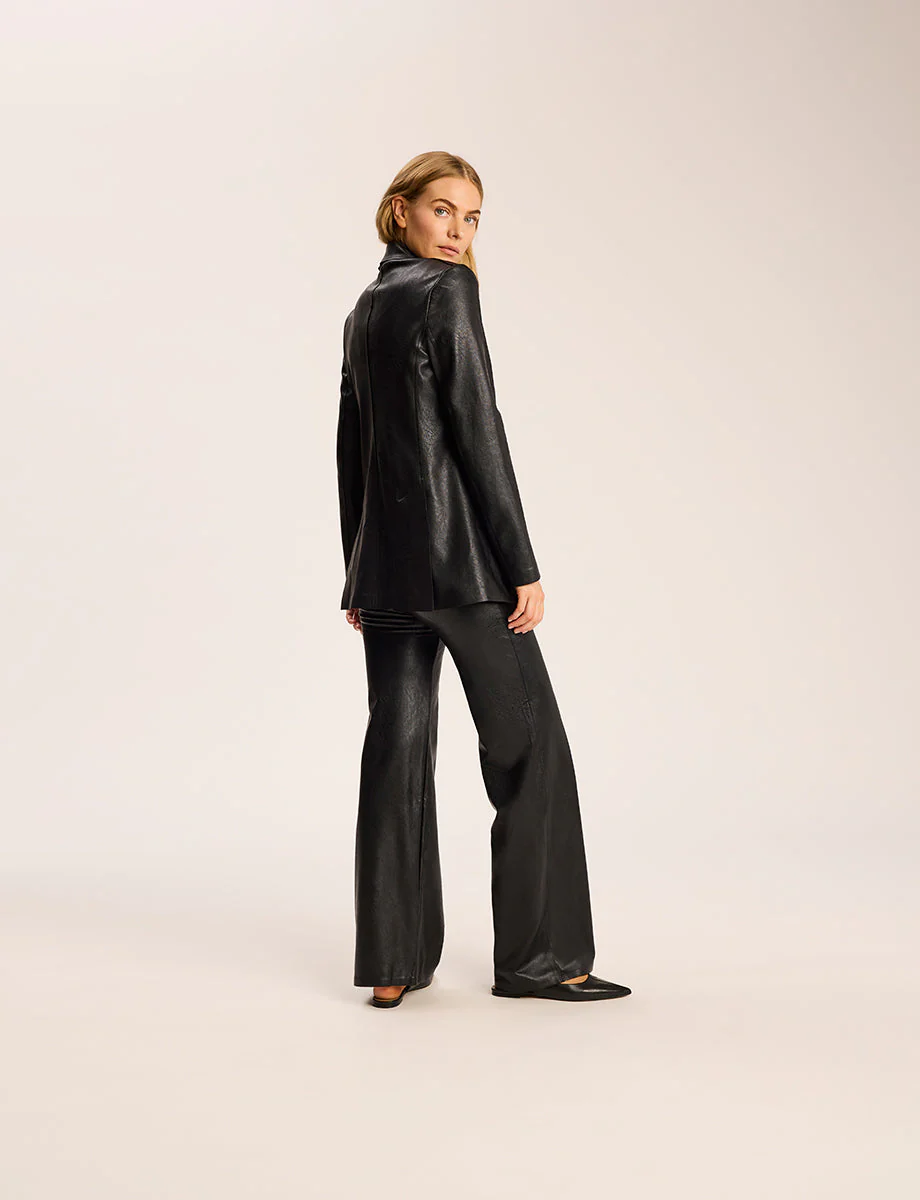 Faux Leather Double-Breasted Jacket | Black - Image 7