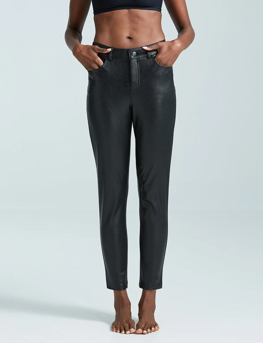 Faux Leather Five Pocket Pant | Black - Image 2