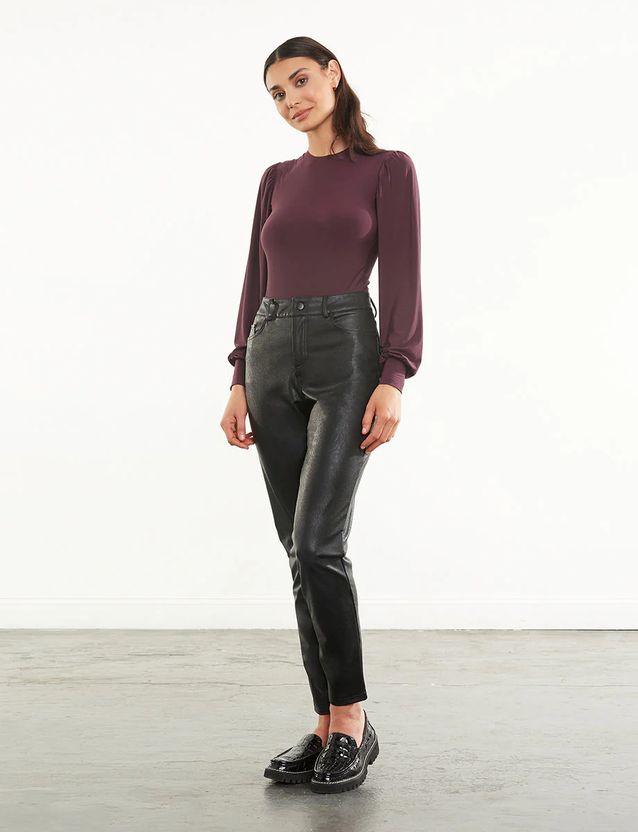Faux Leather Five Pocket Pant | Black - Image 4