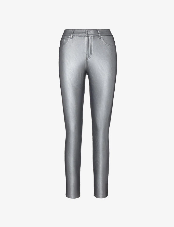 Faux Leather Five Pocket Pant | Platinum - Image 3