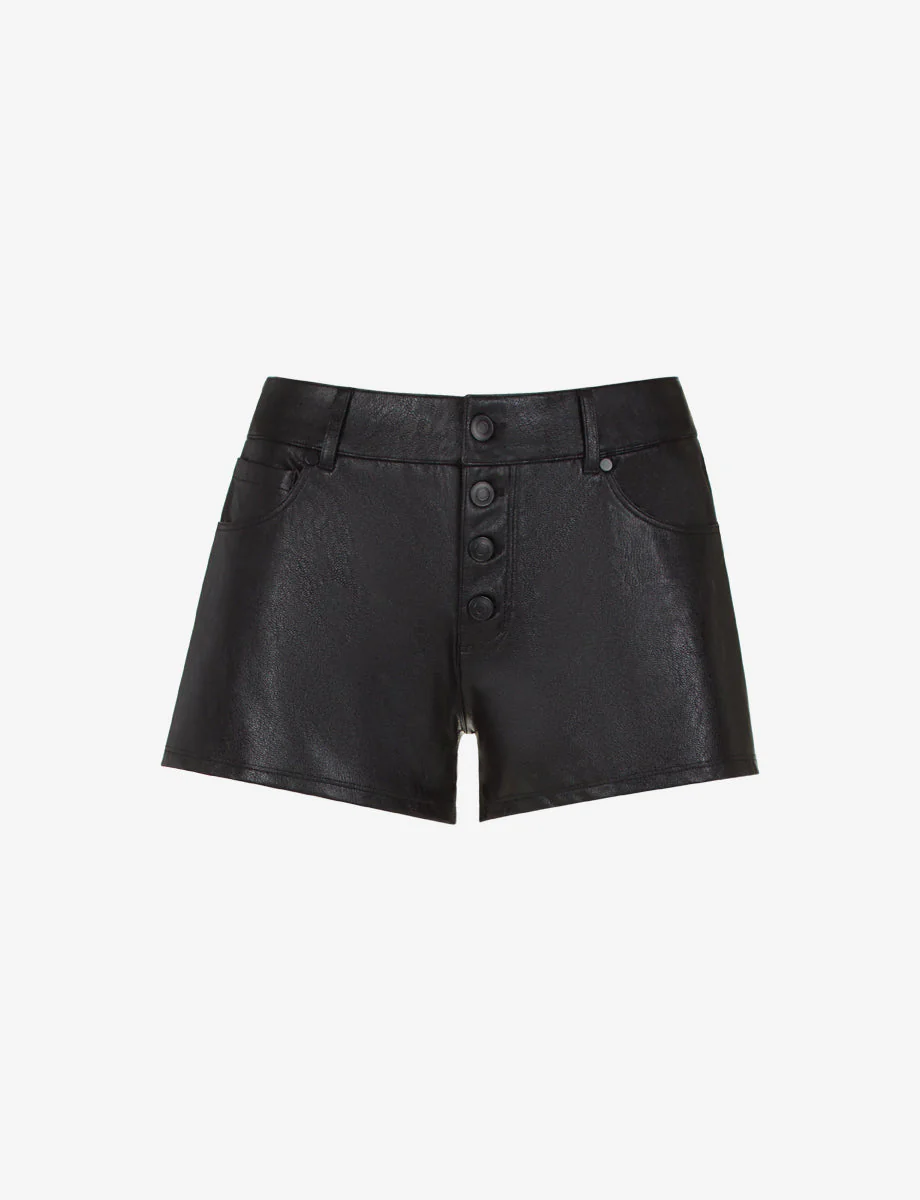 Faux Leather Five-Pocket Short | Black - Image 5