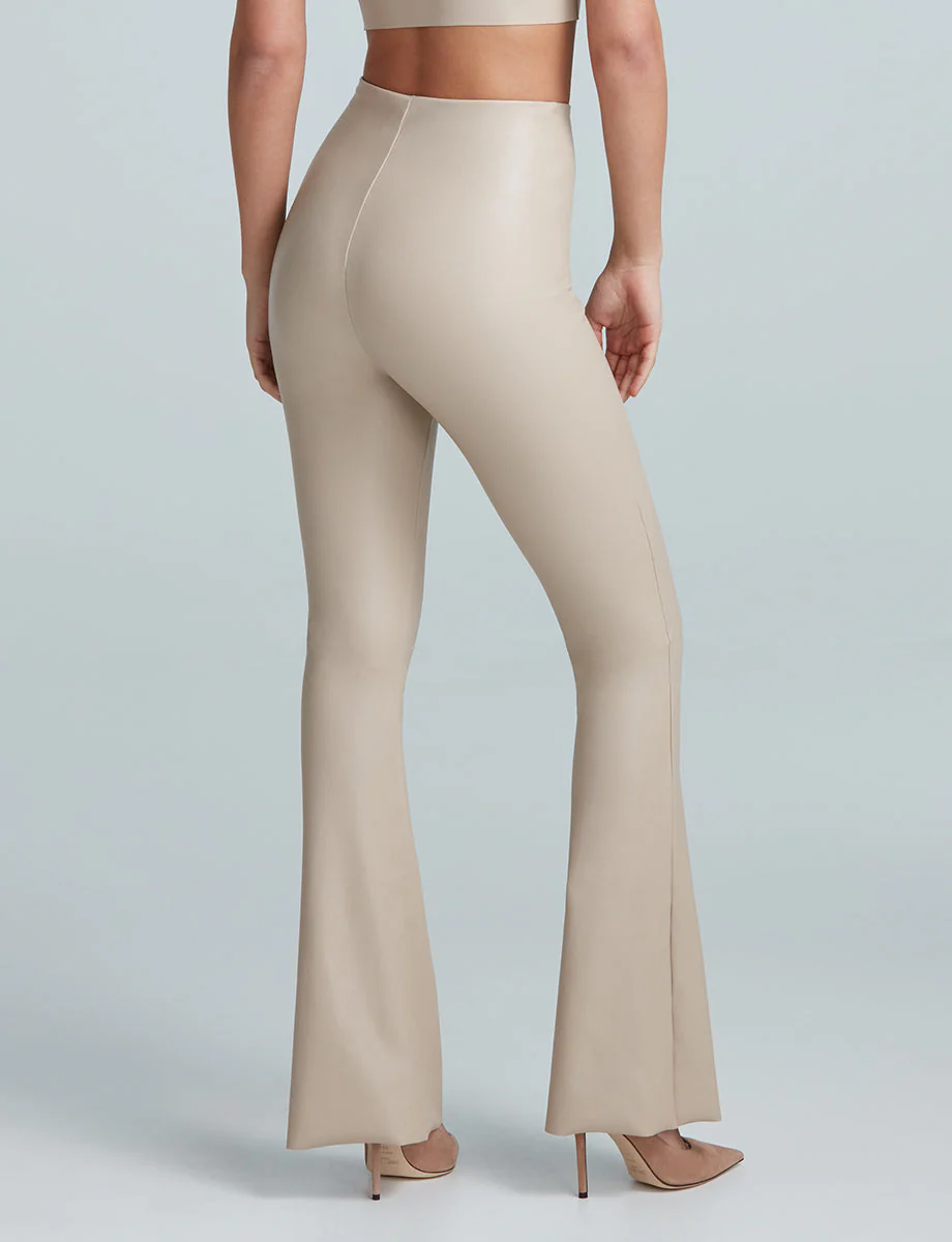 Faux Leather Flared Legging | Sand - Image 3