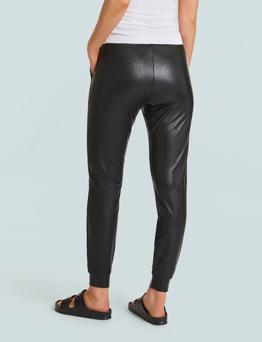 Faux Leather Jogger | Black - Image 2