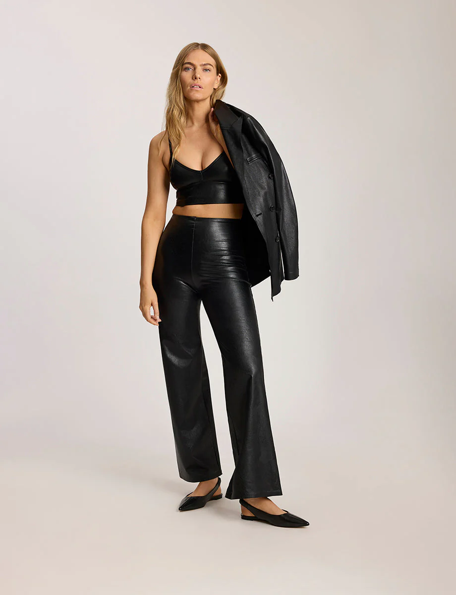 Faux Leather Longline Bralette | Black - Image 4