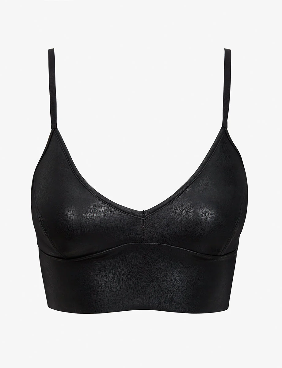 Faux Leather Longline Bralette | Black - Image 5