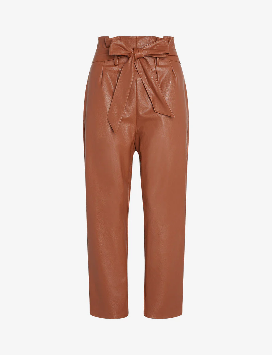 Faux Leather Paperbag Pants | Cocoa - Image 3