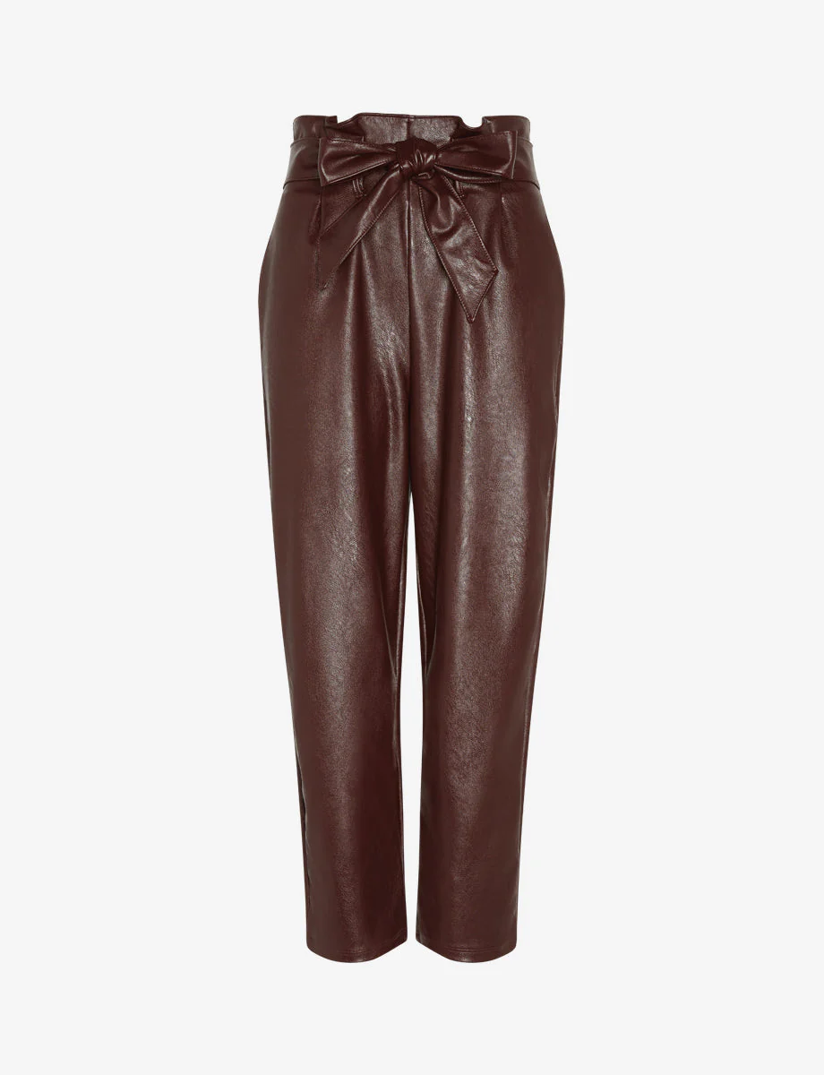 Faux Leather Paperbag Pants | Oxblood - Image 2