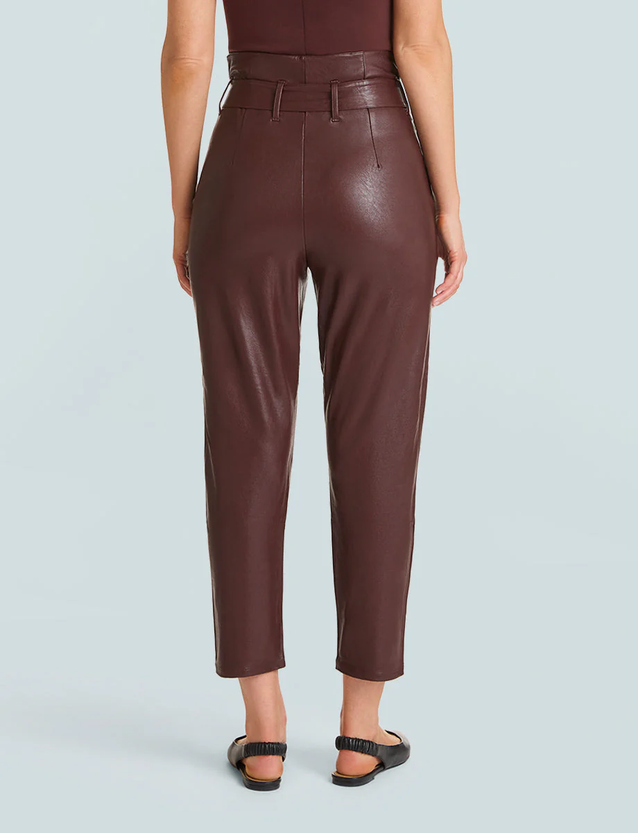 Faux Leather Paperbag Pants | Oxblood - Image 3