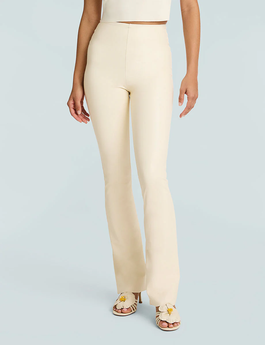 Faux Leather Flared Legging | Ivory - Image 2
