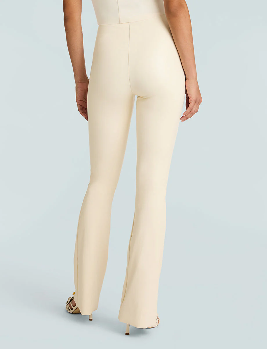 Faux Leather Flared Legging | Ivory - Image 3