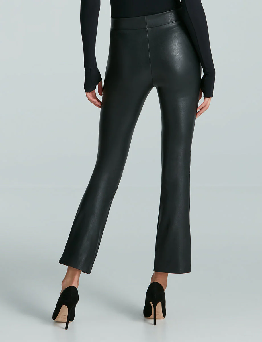 Faux Leather Split Front Pant | Black - Image 3