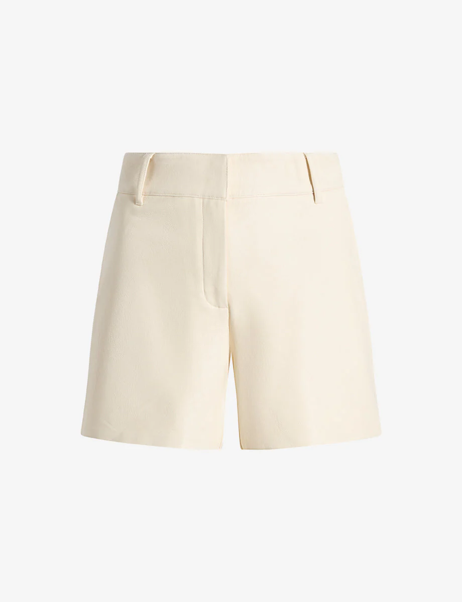 Faux Leather Tailored Short | Ivory - Image 3