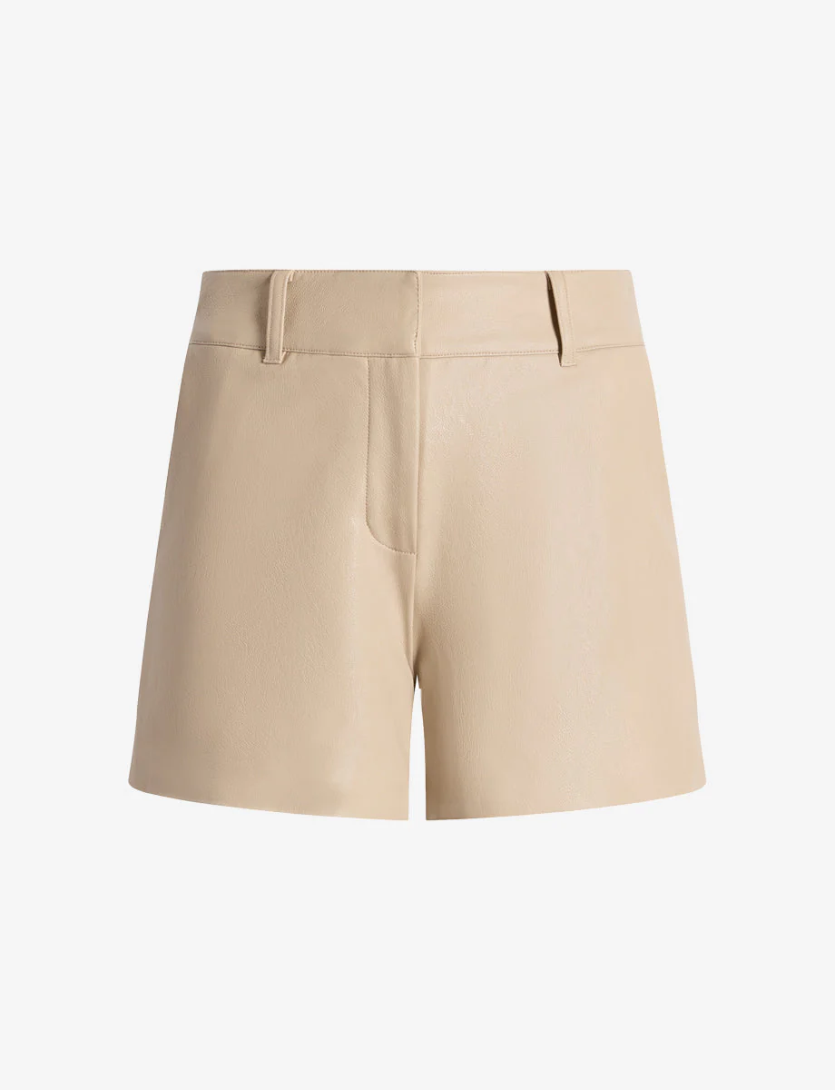 Faux Leather Tailored Short | Sand - Image 2