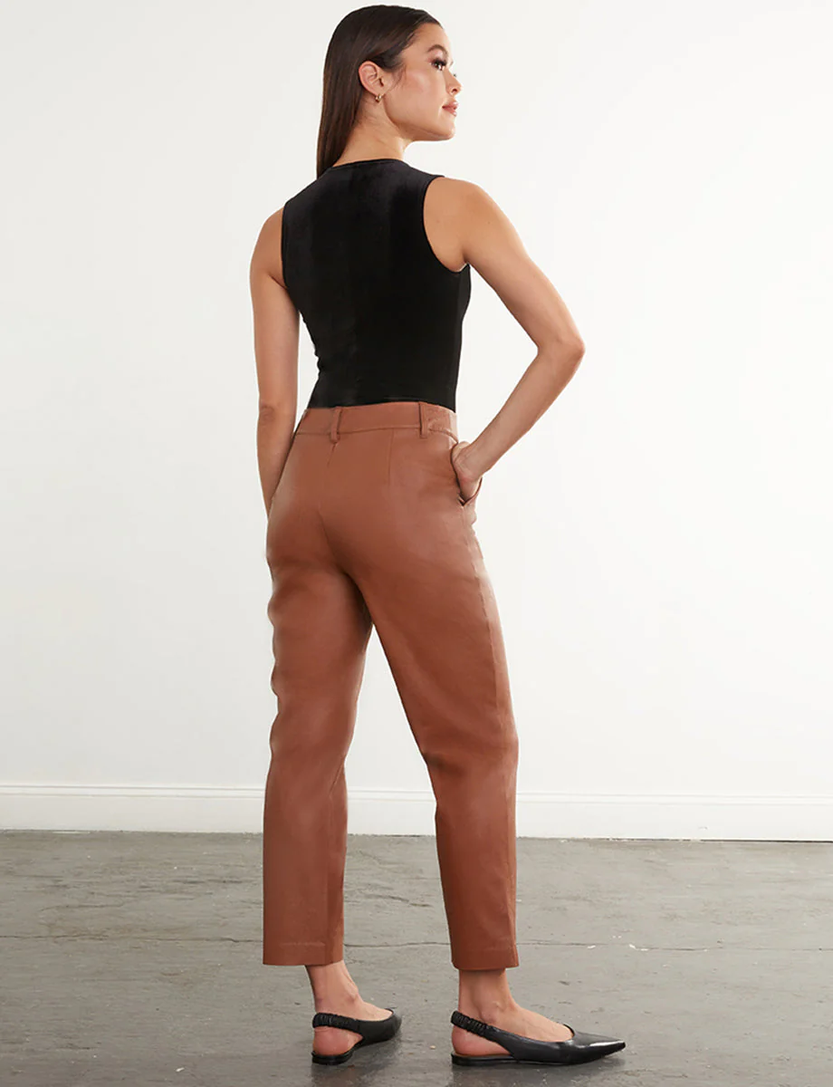 Faux Leather 7/8 Trouser | Cocoa - Image 2