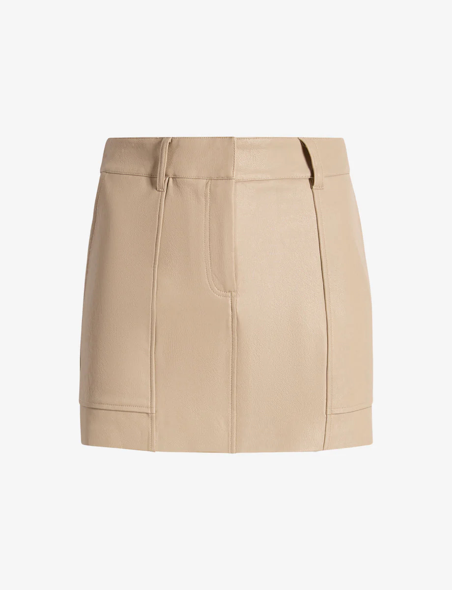 Faux Leather Utility Micro Mini Skirt | Sand - Image 2
