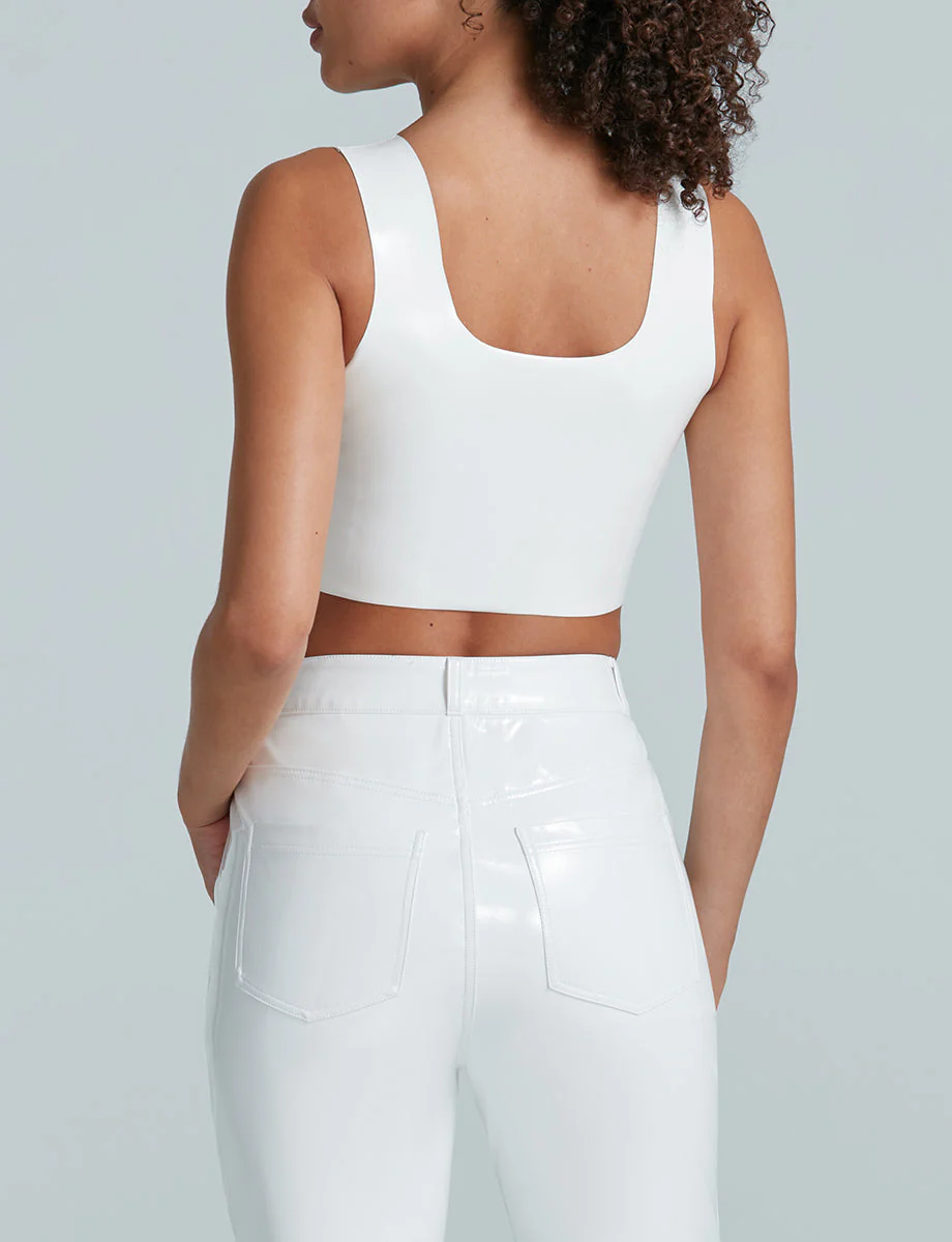 Faux Patent Leather Crop Top | White - Image 2