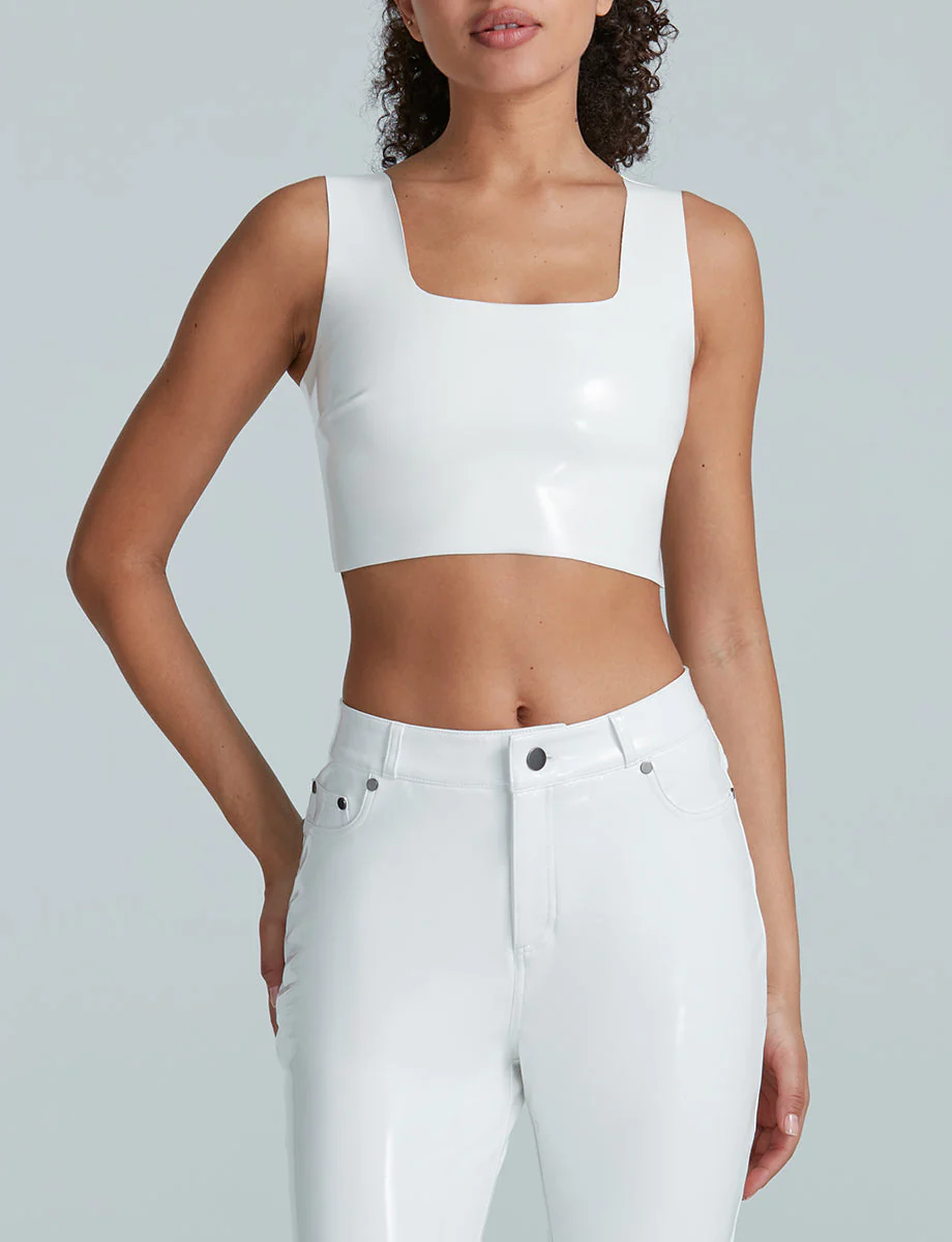 Faux Patent Leather Crop Top | White - Image 3