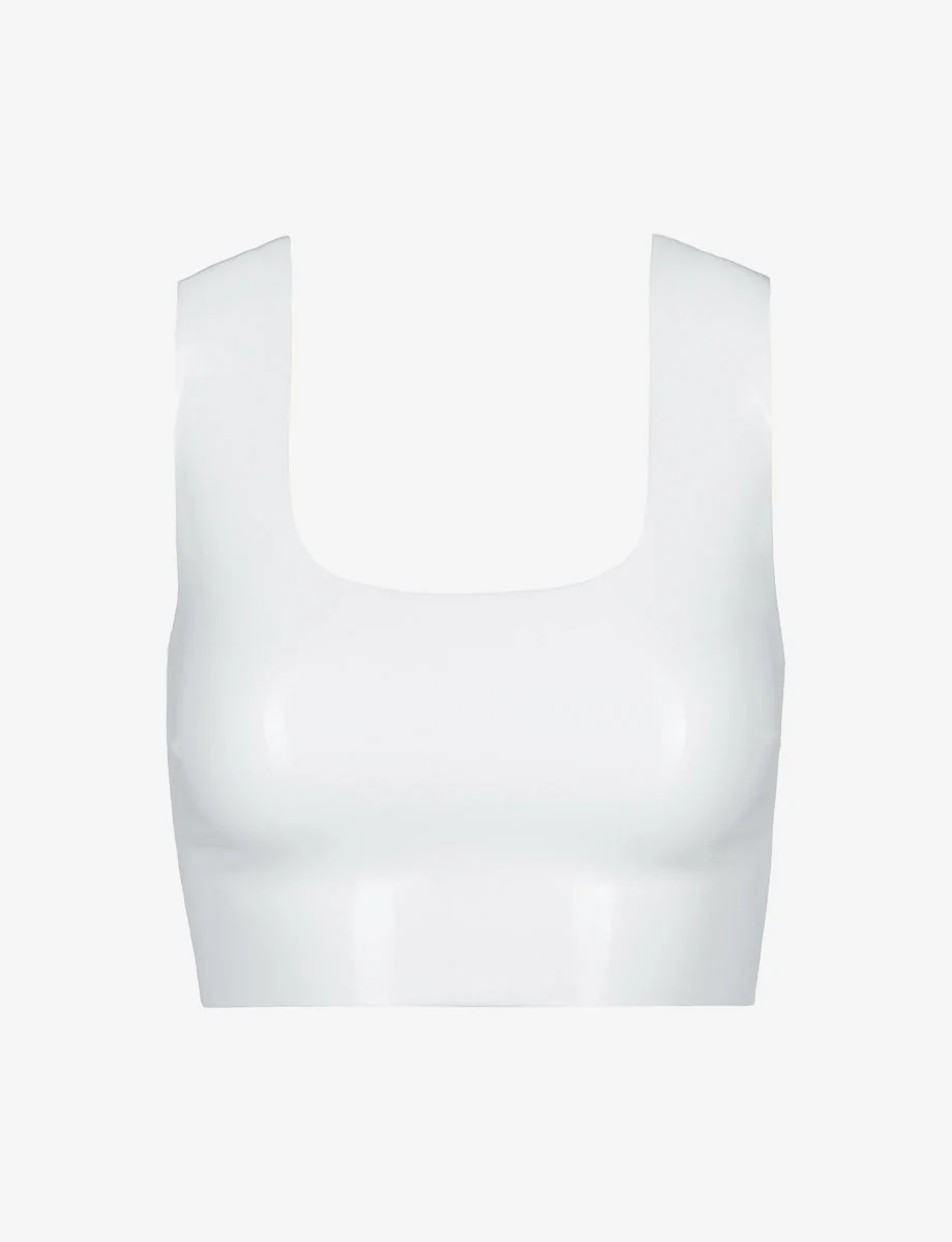 Faux Patent Leather Crop Top | White - Image 5