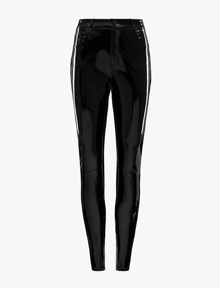 Faux Patent Leather Five Pocket Pant | Black - Image 2