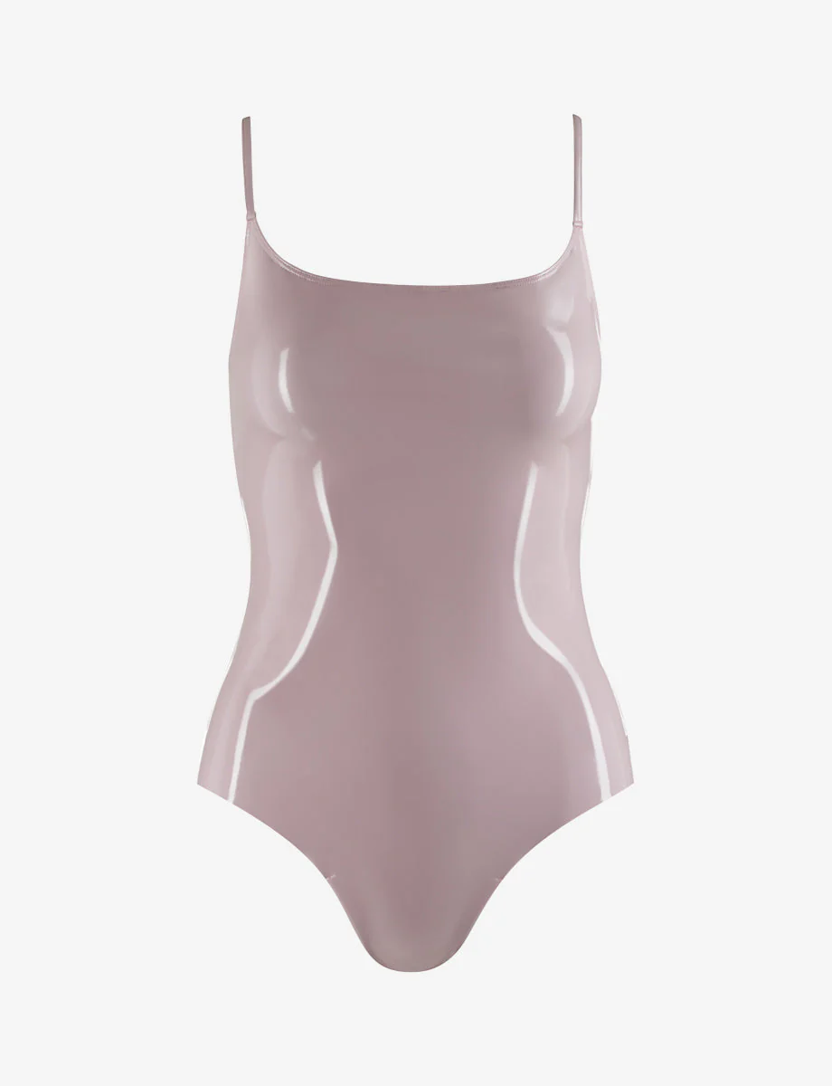 Faux Patent Leather Cami Bodysuit | Mauve - Image 5