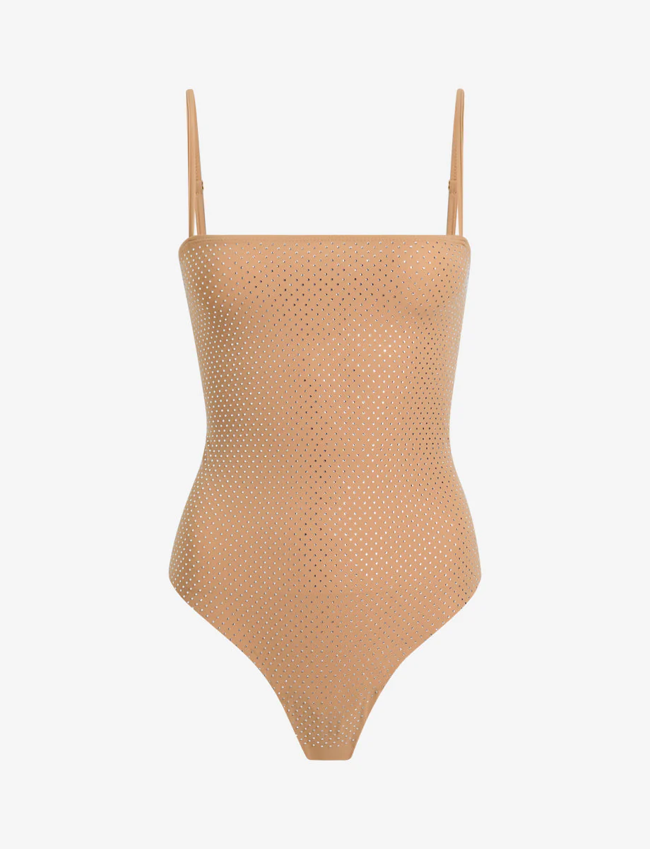 Party Starter Straight Cami Bodysuit | Crystal Buff - Image 2