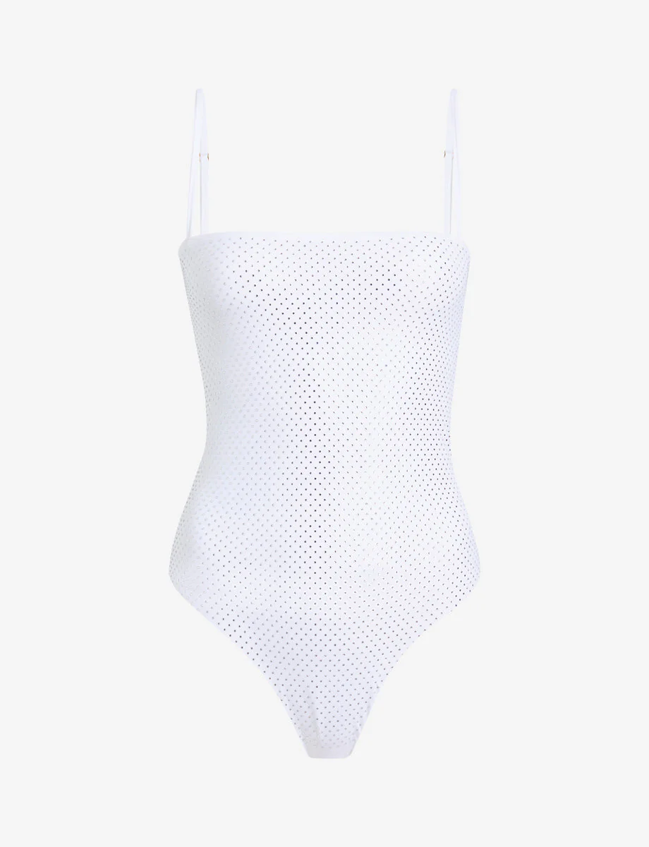 Party Starter Straight Cami Bodysuit | Crystal White - Image 4