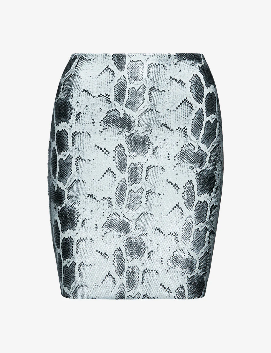 Faux Leather Animal Mini Skirt | Fog Python - Image 3