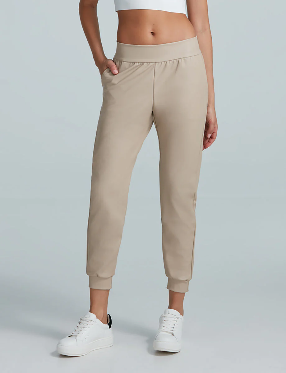Faux Leather Jogger | Sand - Image 2