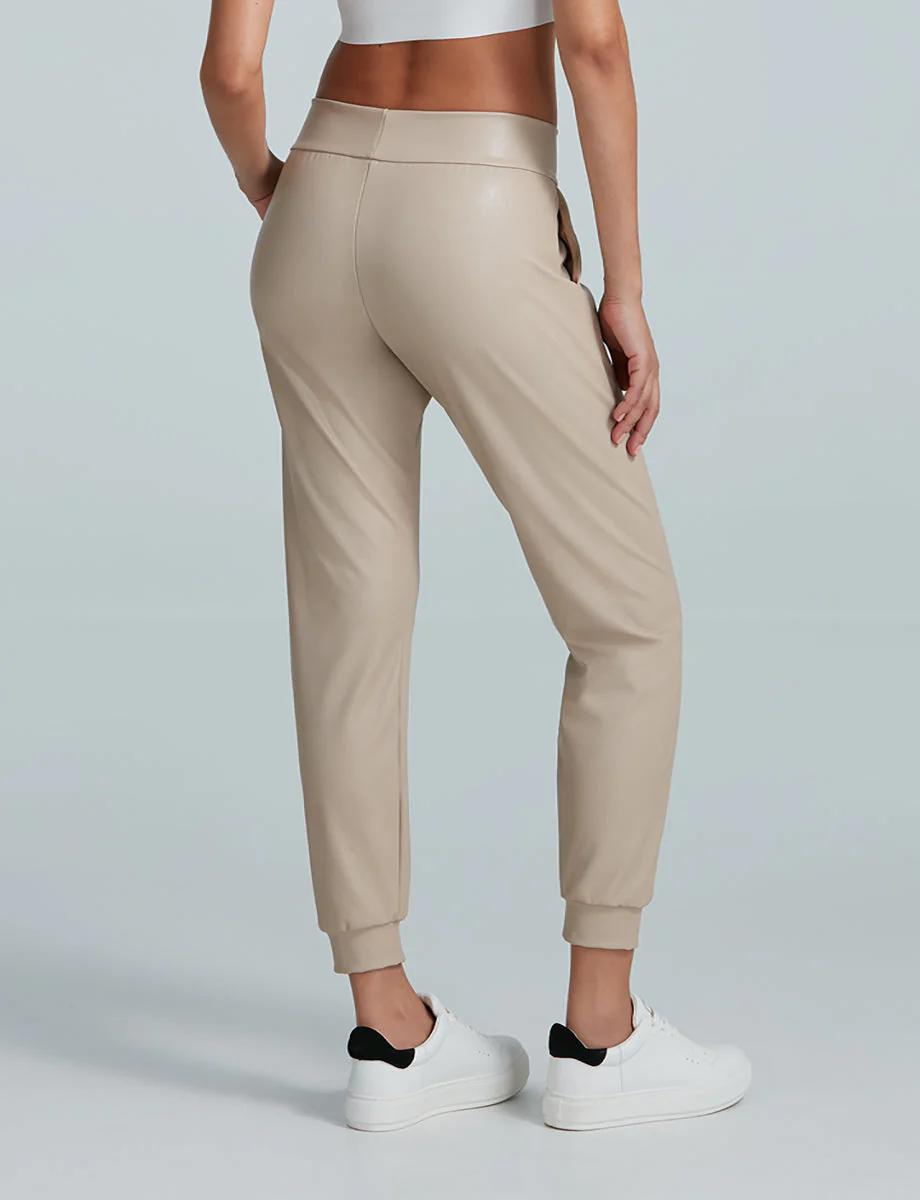 Faux Leather Jogger | Sand - Image 3