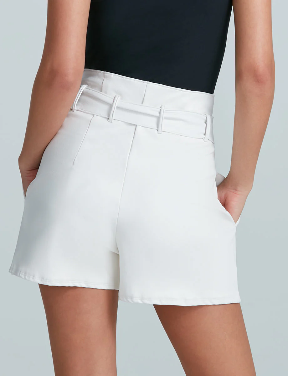 Faux Leather Paperbag Short | White - Image 3