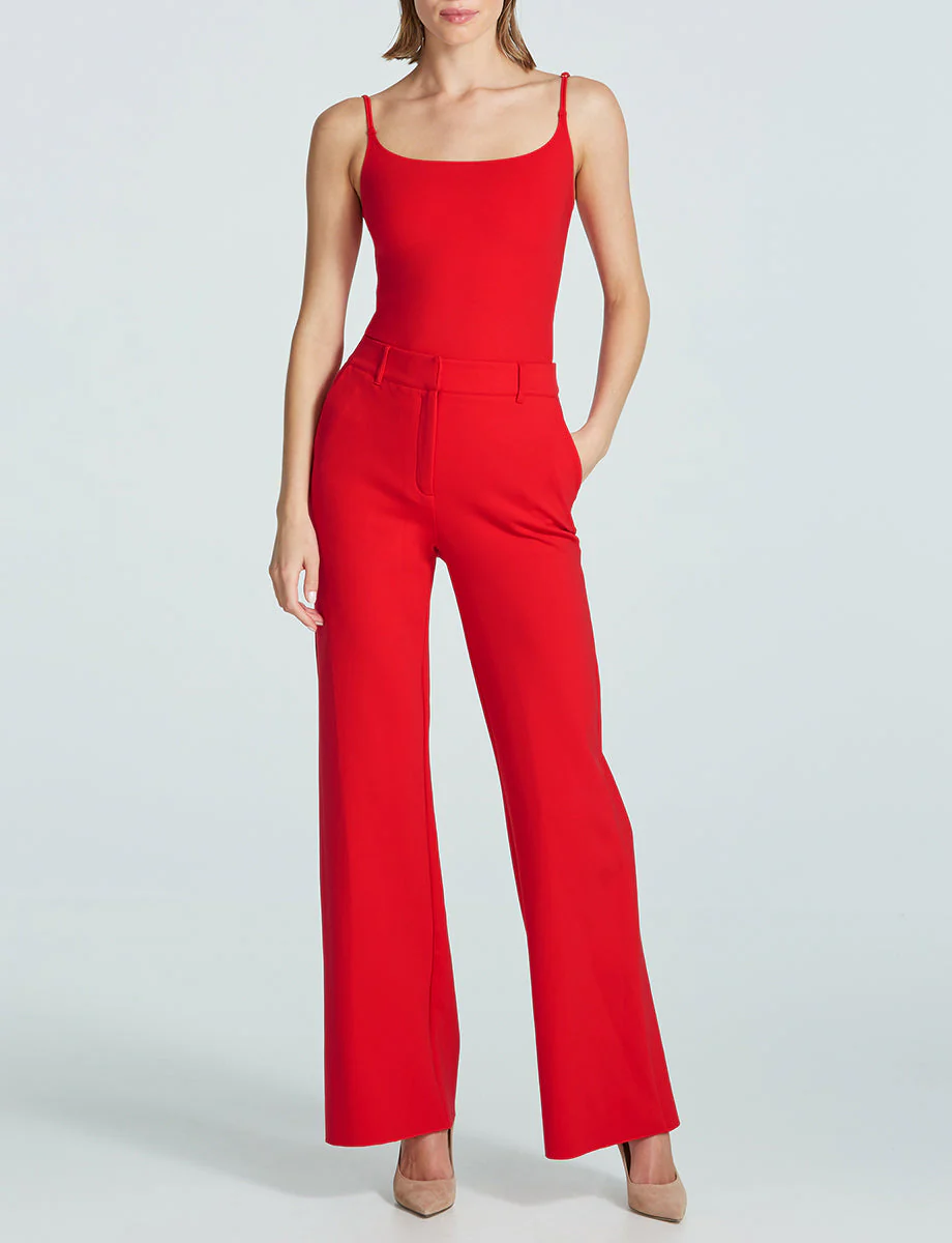Neoprene CEO Wide Leg Trouser | Scarlet - Image 2
